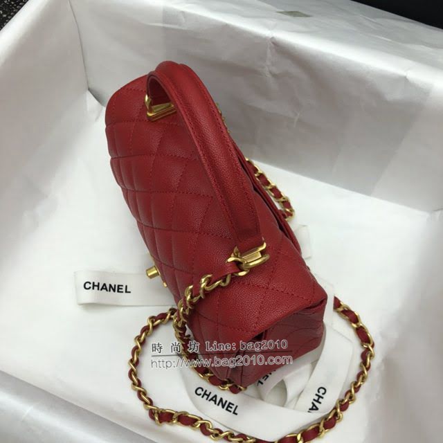 Chanel女包 香奈兒專櫃經典走秀款手提女包 Chanel果粒壓花小牛皮口蓋包  djc4330
